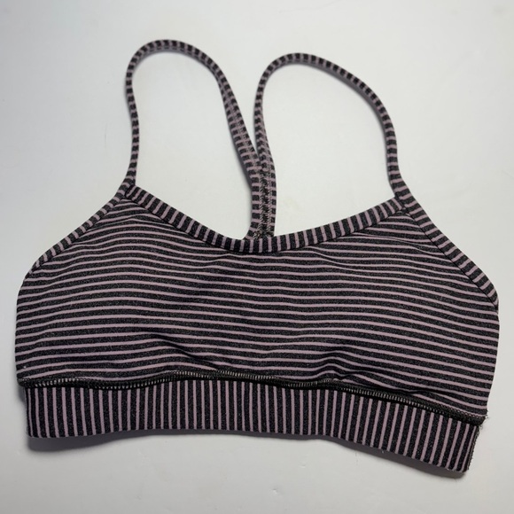 lululemon athletica Other - Lululemon Flow Y Bra *Nulu Pink Gray Stripe SZ 2 Yoga Workout Gym 2020 release